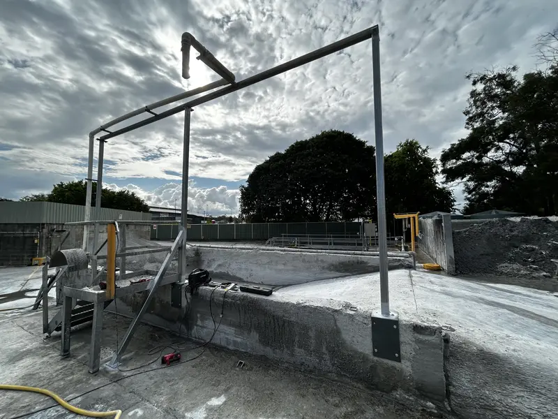 Fabricate and fit new overhead truck wash gantry